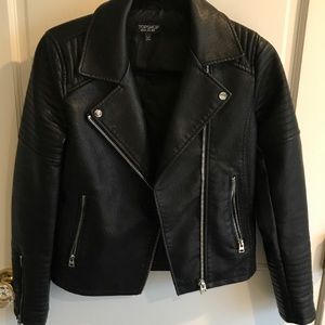 Topshop Black leather jacket size euro 34